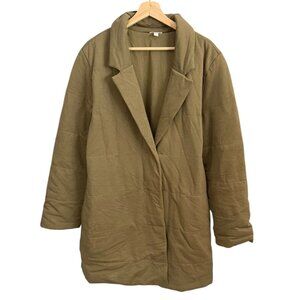 Garnet Hill Women French Terry Quilted Coat Capers Tan L Minimalist Quiet Luxury